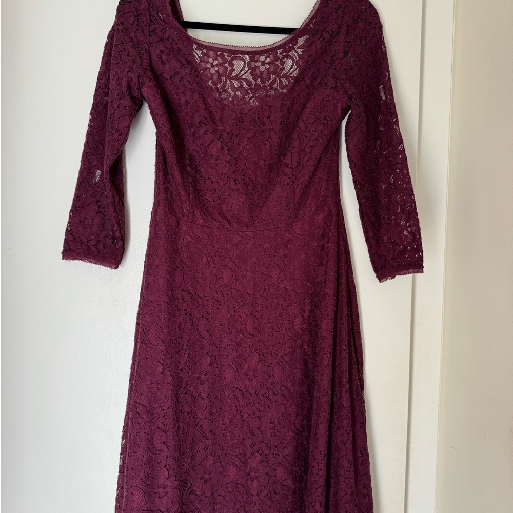 White House Black Market Burgundy Lace Dress